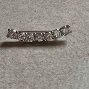 Sterling Silver Pierced Ear Climber Pin with Clear Zircon Stones